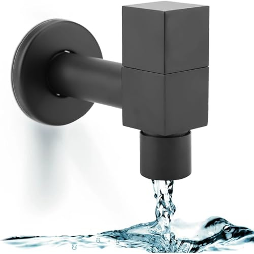 Tomotato Grifo de Agua Cuadrado de Cobre, G1/2 Balcón Lavadora Agua Grifo, Grifos de Lavabo Mopa de Filtro Multiusos Grifo de Fregadero de Cocina