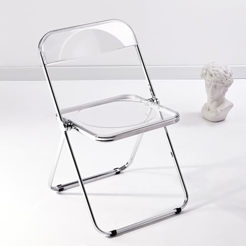 KAIHAOWIN Chaise Pliante Moderne en Acrylique Transparent - Chaise Pliante empilable en Cristal - Siège de Salon en Plastique PC - Cadre chromé et Chaise Pliable (Transparent)
