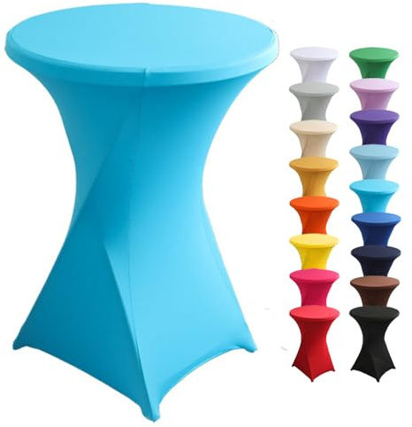 Highdi Stretch Stehtischhusse, Stehtisch Hussen Ø 60 / Ø 80 cm, Verstärkung im Fußbereich und Viele Farben Waschbar für Runden Tisch Hochzeit Bankett Tischdekoration (Blau, 80x110cm)
