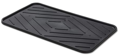 Robuste Schuhabtropfschale pflegeleichte Ablage - Schwarz 35 x 63 cm | Wetterfeste Schuhablage einfach zu reinigen Ablage Fressnapfunterlage Tiere Napfunterlage neutral Schuhwanne Innen und Außen