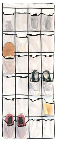Intirilife Hängande skoförvaring med 24 fack Grå - 150 x 55 x 2 cm - Hängande dörrskohylla, skoförvaring, hängande förvaring, multifunktionell förvaringsväska även för kök, badrum