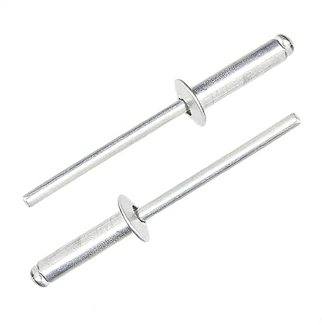 100pcs Aluminium Alloy Dome Head Blind Pop Rivet Large Flange Peel Back Rivets 5mm x 19mm Aluminium Body Pop Rivets for Tinplate Metal Fastening and Plastic Sheets.