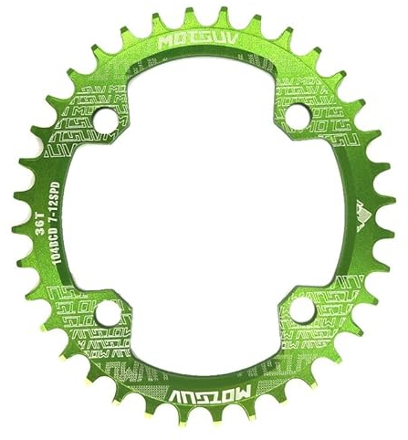 RaamKa Kettenblatt 104BCD Oval MTB Kettenblatt Schmale Breite Mountainbike Fahrrad 32T 34T 36T 38T Kurbelgarnitur Einzelne Zahn Platte Teile 104 BCD FahrradkettenbläTter (Color : Green 38T Oval)