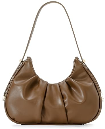 Herald Geraffte Umhängetasche, Wolken-Design, Hobo, Halbmond-Clutch, Geldbörse für Damen, klein, niedlich, Handtasche, Braun