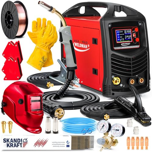 Weldman Smart MIG 235 LCD DUAL PULS - 200A poste a souder mig avec gaz et fil fourré - poste souder avec une synergie totale - MMA et TIG DC - soudobrasage et soudage par points - Kit premium