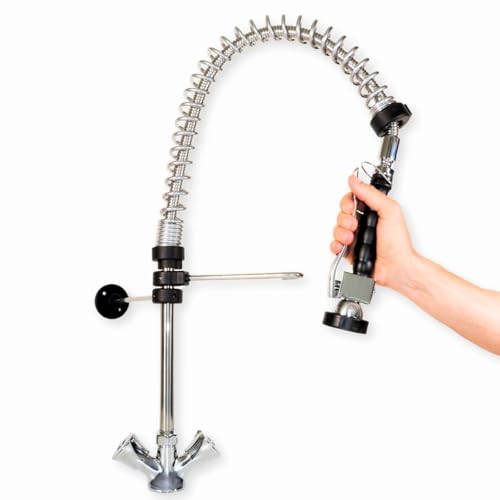 GOLDMAN SERVICE | Robinet à Poignée Extensible pour Évier de Cuisine avec Douchette Spray. Utilisations Industrielles, Hôtellerie et Domestiques