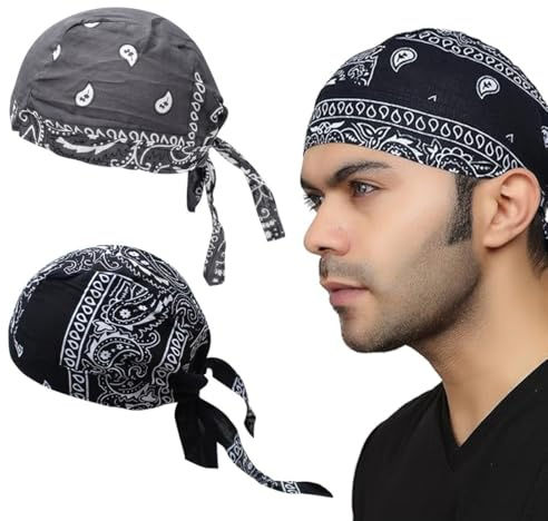 2 Pezzi da Uomo e Donna, Traspirante, Bandana, Berretto da Corsa, ad Asciugatura Rapida, per Ciclismo, Estivo（Nero,grigio ）