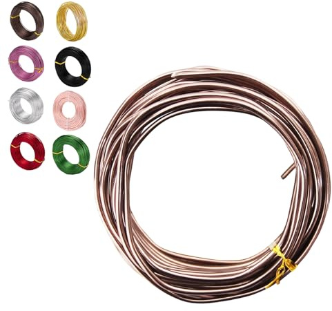 9 Gauge Aluminum Craft Wire,3mm 50 Ft/15m Brown Bendable Metal Crafting Wire for Floral Making Wires,Sculpting Metal Wires,Jewelry Making WireBinding Wirefor Flower Wreath Making,Xmas Wreath Wire