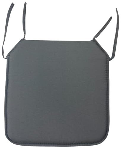 Acomoda Textil – Cojines para Silla de Espuma con Tela y Cintas de Sujeción 40x40 cm. Asiento Acolchado, Mullido y Cómodo para Interior y Exterior de Comedor, Jardín y Terraza. Gris OSC, 2 UD