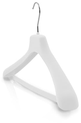 Kiroplast 12 Perchas de terciopelo blanco para la parte superior del pantalón, flocado, antideslizantes, muletas, hospits, abrigos, chaquetas, 42 cm