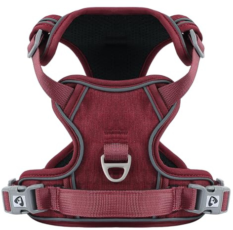 Belababy Dog Harness Small Dog, Anti Pull Dog Harness with Soft Padded Handle for Walking Training, Adjustable Reflective for Small Medium Large Dogs, Red S