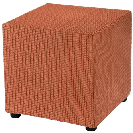 QUARKZMAN Fyrkantigt sittsäcksöverdrag 45,7 x 45,7 x 45,7 cm i Stretch Polyester Tvättbar Elastiskt Överdrag Överdrag Skydd för Fotstöd för Vardagsrum Sovrum, Orange
