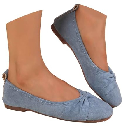 Generisch Dirndl Scarpe da donna grigie nere per costume tradizionale bavarese piatto, scarpe estive da donna – comode slip on scarpe blu 43