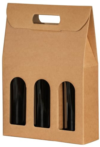 Flaschen-Tragekarton 3er Naturfarben 26 x 9,5 x 34 cm, 30 Stück