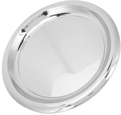 Zerodis Piatto da Portata in Argento da 35 Cm, Rivestimento Completo con Lucidatura a Specchio Sottovuoto, Bordi Lisci e Antiruggine, Vassoio da Portata Rotondo in Acciaio Inox