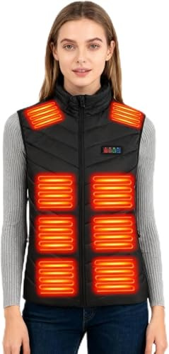 THEKUKU Heated Vest for Women, 26 Heated Zones, 3s Quick Sleeveless Jacket for Camping, Hiking, Walking, Fishing, Cycling, Outdoor Work-XL
