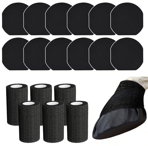 HTtoy 12 PCS Hufverband Tape mit 6 Rollen Verpackung Insgesamt 18PCS, Starke Klebrige Pferdehufwicklungen, Atmungsaktive wasserdichte Magikessen Hufpolster,Hufpolster zur Behandlung von Hufwunden
