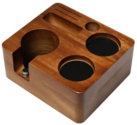 Mocifa Tamperstation Holz 51mm/54mm, Espresso Tamper Station, für Barista | Tamping Station, für Siebträger Tamper Kaffee Verteiler, Tamperstation aus Akazienholz, für Kaffeemaschine Zubehör, Heimküche