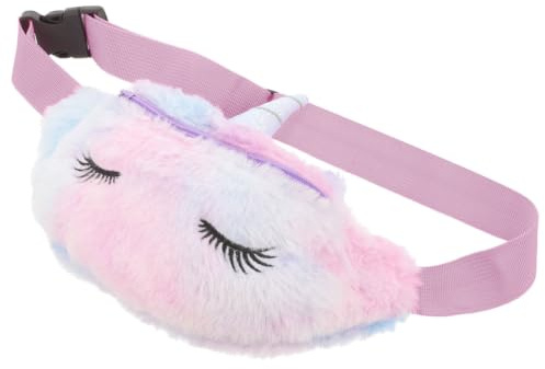 BESTonZON Bolso Infantil Unicornio de Peluche con Cremallera Metálica Bandolera para Riñonera Cruzada Adorable y Práctica para Guardar Móviles y Snacks Diseño Violeta Varios estilos