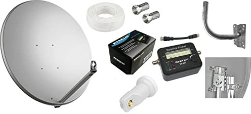 KIT SATELLITE COMPLETO:PARABOLA 80 CM+STAFFA+LNB+FINDER+CAVO+SPINOTTI