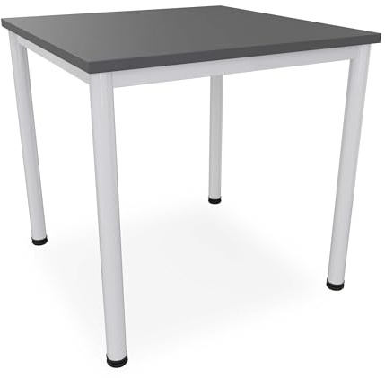 Schreibtisch Verschiedene Größen und Farben, Konferenztisch graues Metallgestell, Stabiler Besprechungstisch Arbeitstisch, Bürotisch eigene Fertigung (B: 80 cm x T: 80 cm, Anthrazit)