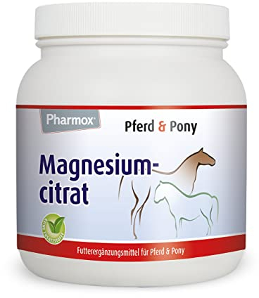 Pharmox Pferd & Pony Magnesiumcitrat (500 Gramm Pulver) - 100% aus reinem Magnesium ohne Zusätze - Hochdosiert - Ist gut für die Muskelfunktion - Für den Erhalt starker Knochen