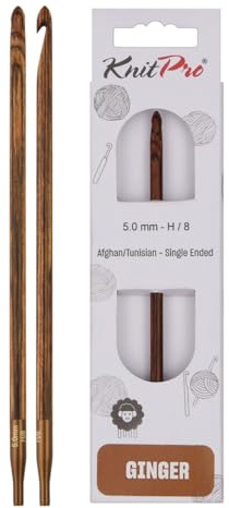 KnitPro - KnitPro Ginger Afghanskt-Tunisiskt Trä (5.00mm) Handgjord Virknål - 1 Virknål