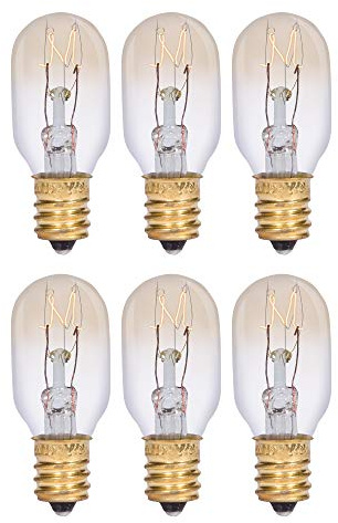Simba Lighting T6.5 15W Replacement Bulb (6 Pack) for Himalayan Salt Rock and Basket, Plug in Aromatic Wax Warmer, Night Light, Mini Tube Shape, 120V, E12 Candelabra Base, Dimmable, 2700K Warm White