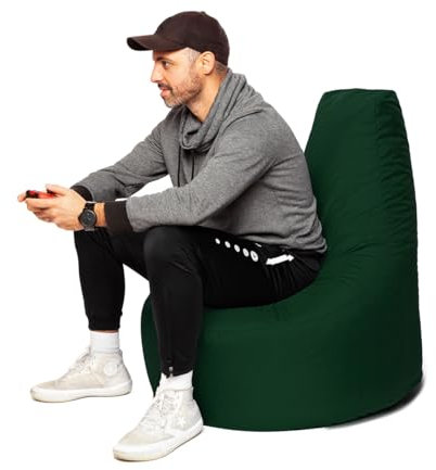 Patchhome Sillón gamer – 2 tamaños – 25 colores XXL – 80 cm de diámetro, 30 cm de altura del asiento, 90 cm de altura, color verde oscuro