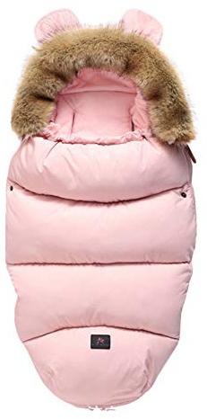 Gorger Chancelière Poussette Universelle Confortable Sac de Couchage Bébé Hiver Chaud Imperméable Couverture Emmaillotage pour Poussette, Landaus, Buggy, Siège Auto, Lits Bébé (Rose)