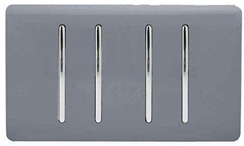 Trendi 4 Gang 3 Way Intermedio Artístico Moderno Brillante 10 Amp Interruptor de luz basculante Gris Cálido