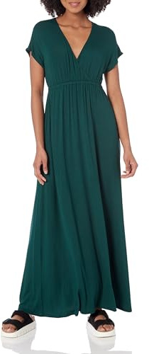 Amazon Essentials Women's Fit and Flare Waisted Jersey Maxi Dress (Available in Plus Size), Jade Green, M