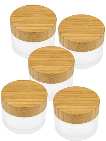 Wachsmann – leere Glastiegel mit Bambusdeckel (5 ml, 20 ml, 50 ml oder 100 ml) – auslaufsicher, dickes Milchglas – nachhaltige Kosmetikbehälter für DIY Kosmetik, Cremes & Salben