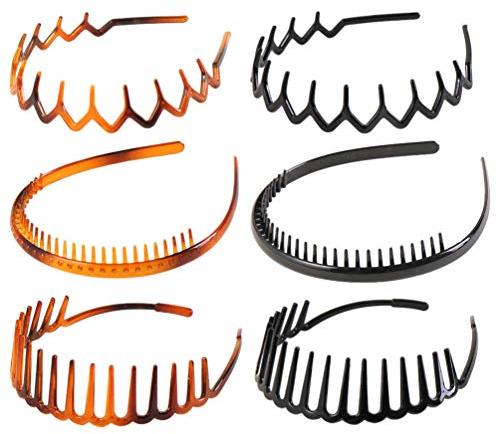 6Stücke Teiliges Unisex Haarreif mit Zähnen Elastisches Haarband für Gesichtsreinigung Modisches und Haarzubehör aus Hochwertigem Kunststoff für Damen und Herren