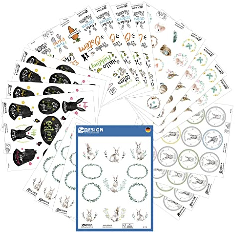 AVERY Zweckform 272 Sticker Ostern (Aufkleber Set, Ostersticker, selbstklebend, Ostereier, Osterhasen, Basteln für Kinder, Schriftzug Frohe Ostern Aufkleber für Osterdeko und Geschenke) Art. 51014