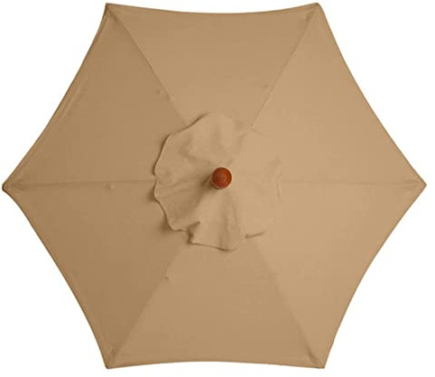 TIUTIU 6 Rippen Sonnenschirm Ersatz Baldachin Abdeckung Outdoor Markt Tisch Schirm Schirm Baldachin Anti-Ultraviolett Regenschirm Ersatz Stoff, 2m/2,7m/3m (3M / 9.8Ft,Khaki)