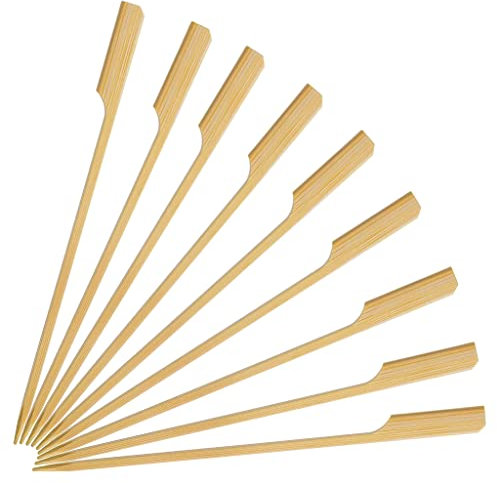 INCETUE 4 / 12CM Bamboo Kebab Skewers 100PCS Food Appetizer Toothpicks Flat Paddle Wood Picks for Cocktail Fountain, Marshmallow, Burger, Chocolate Bouquet, Barbeque, BBQ, Barbecue, Yakitori Chicken