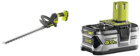 Ryobi RY18HT55A-120 18V ONE+ Cordless 55cm Hedge Trimmer Kit (1 x 2.0Ah) & RB18L50 ONE+ Lithium+ 5.0Ah Battery, 18 V