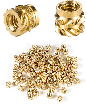 AIEX 100pcs 3D Printing Brass Nuts, M2 Threaded Insert, Knurled Brass Nuts, Female Thread Knurled Heat Embedment Nut for 3D Printing Parts Loptop Automotive Plastic Shell (M2x3x3.5mm)