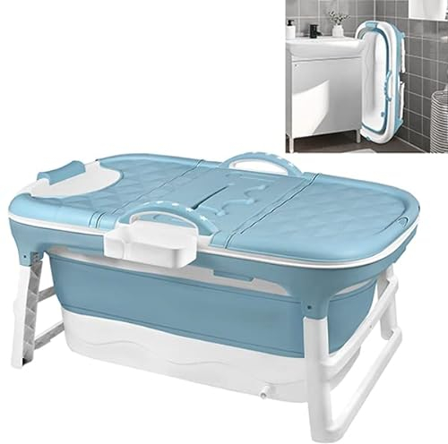 YUENFONG Vasca da bagno per adulti pieghevole Bathtub vasca doccia pieghevole con copertura rimovibile, materiale PP e plastica, dimensioni: 118 x 62 x 52 cm