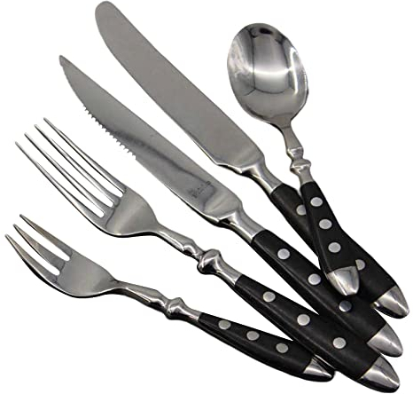 5pcs Platthandel Serving -sets Silberwaren Set Castlery Set Edelstahl -tischmesser und Gabel Löffel Set Hotel Western Food Messer und Gabel Löffel Student Boxed Tableware Steak Messer Fork