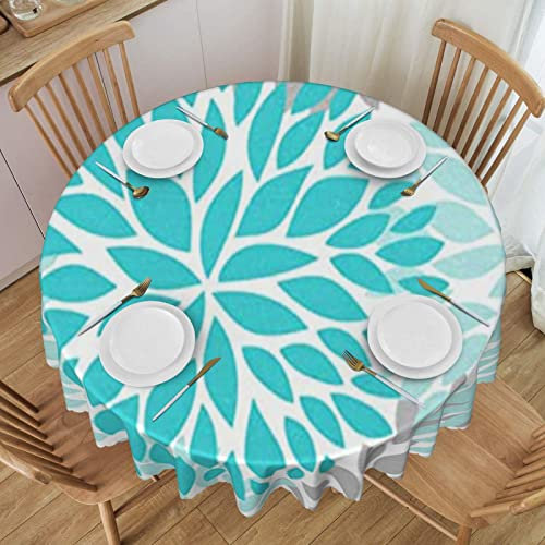 Tischdecke Runde Tischdecken Dahlie Pinnata Blume Blumen Blau Grau für Rundtisch 60 Zoll
