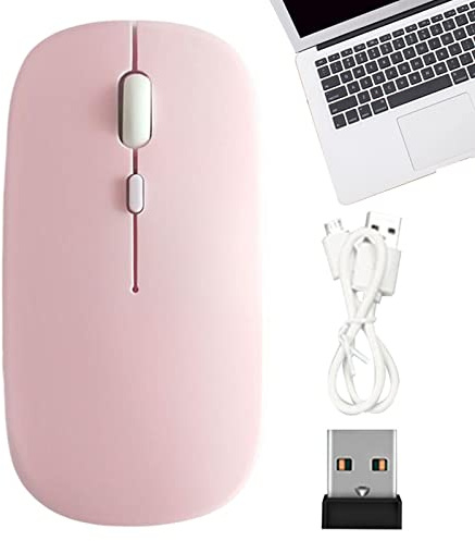 Fowybe Ratones inalámbricos para portátiles - Ratón silencioso 2.4G para Escritorio,Ratón Recargable con Receptor, 1600 dpi para Notebook, Laptop, computadora, Escritorio