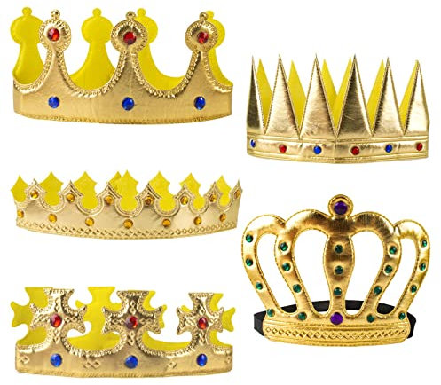 AWAVM Corona Re, 5 pezzi, corona di compleanno per bambini, corona reale con strass, corona reale e corona, principessa, tiara, accessorio per costume di compleanno, festa