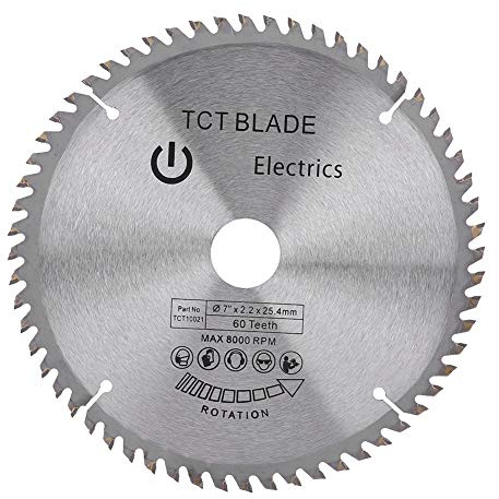 Kreissägeblatt aus Metall, 180 mm, 60 Zähne, Hartmetall-Kreissägeblatt, Trennscheibe für Holz, Kunststoff