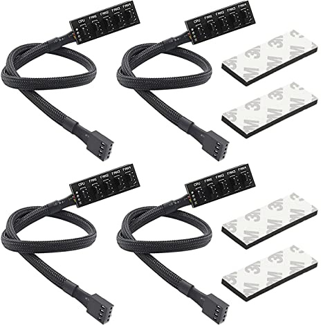 GTIWUNG 4 Stücke 4Pin PWM Lüfternabe Lüfter Splitterkabel 4-Pin Anschluss Hub PC 5-Wege PWM-Lüfter Splitter-Hub Adapterkabel 5-Port für Computer PC Lüfterkabel