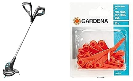 Gardena Bundle Akku-Trimmer SmallCut 23/18V P4A ohne Akku, Rasnetrimmer, Akku-Sense, Freischneider (14072-55) Ersatzmesser RotorCut, 20 Stück (5368-20)