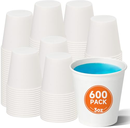 METAPRINT 600 Pack 3 oz Small Paper Cups, Disposable Bathroom Mouthwash Cups, Espresso Cups, Ideal for Parties and Everyday Use