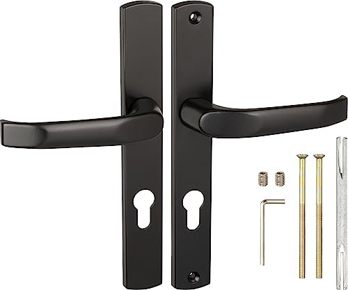 Gamar Türgriffe 72 mm Schwarz – Aluminium Türgriff Gartentor - Universal Drückergarnitur Gartentor – Solid Türklinken Set – Profilzylinder Türklinke - Türdrückergarnitur - Drückerpaar