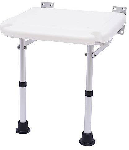 Siège de douche pliable mural avec pieds rabattables pour personnes âgées, personnes âgées et handicapées Charge maximale 220 lbs